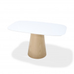 BEATRICE EXTENDABLE TABLE WITH BARREL SHAPED TOP – veneered base