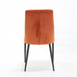 Krzesło LIDIA z pomarańczową aksamitną tapicerką i czarnymi nogami