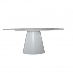 BEATRICE table with 220x110 cm barrel gold Calacatta marble top and white base